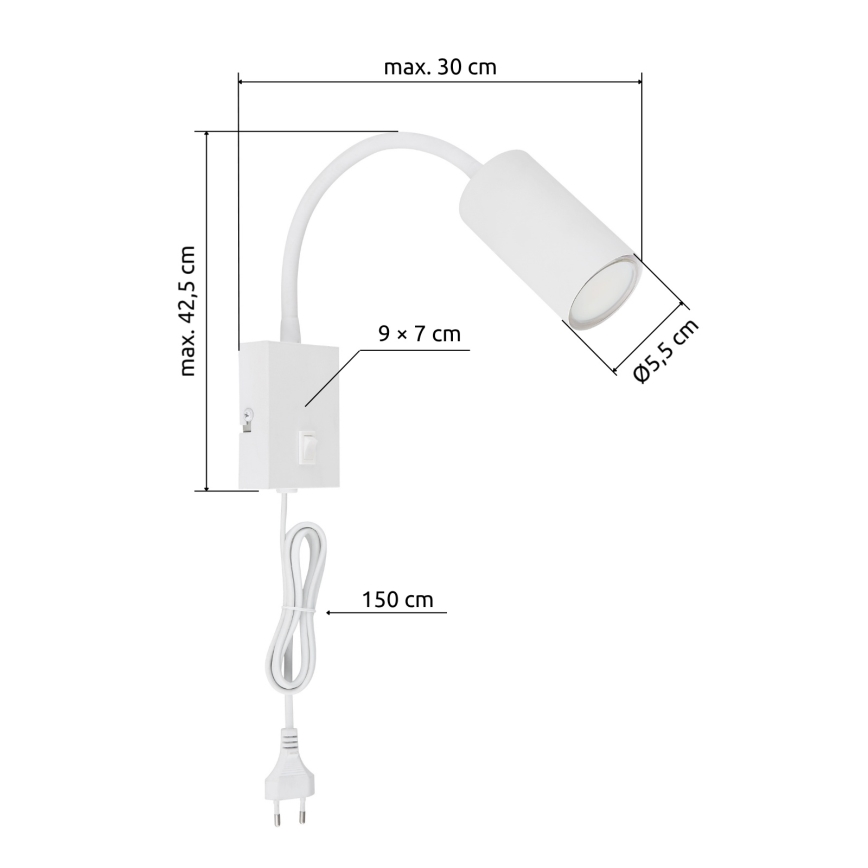 Globo - Elastīga sienas lampa 1xGU10/25W/230V balta