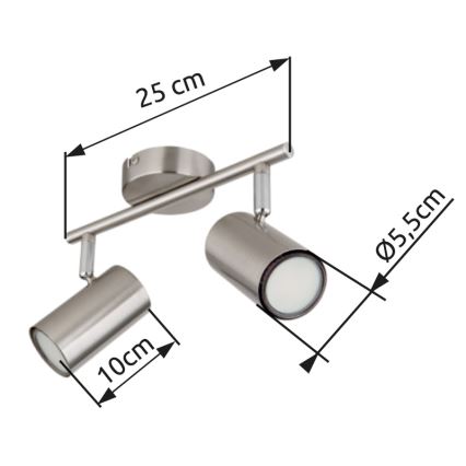 Globo - Starmetis 2xGU10/25W/230V matēts hroms