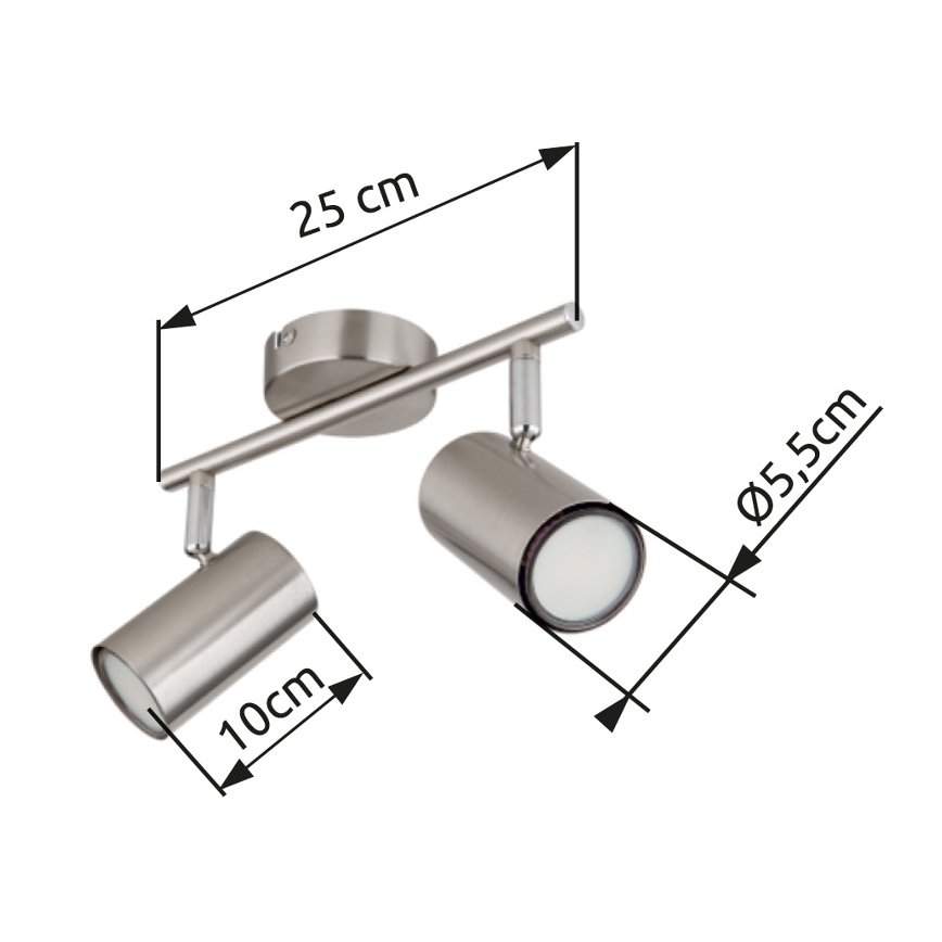 Globo - Starmetis 2xGU10/25W/230V matēts hroms