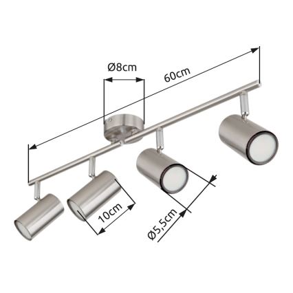 Globo - Starmetis 4xGU10/25W/230V matēts hroms