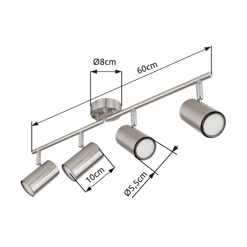Globo - Starmetis 4xGU10/25W/230V matēts hroms