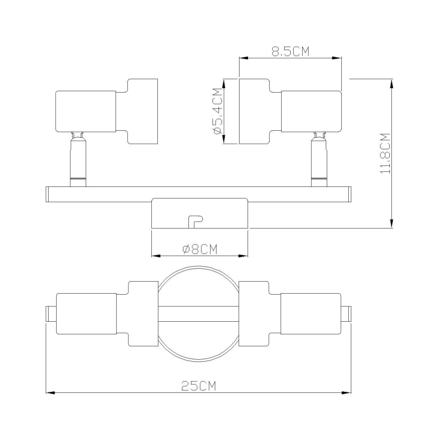 Globo - Starmetis  2xGU10/25W/230V melna/zelta