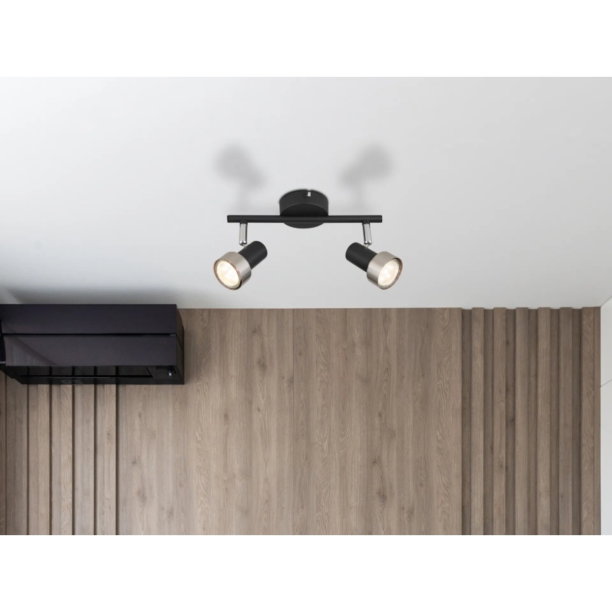 Globo - Starmetis  2xGU10/25W/230V melna/sudraba