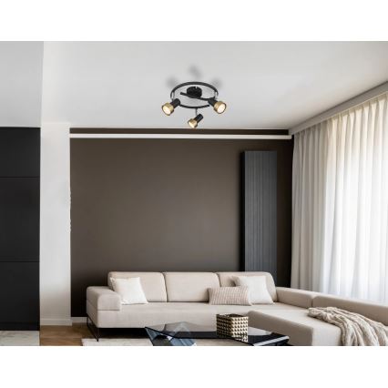 Globo - Starmetis  3xGU10/25W/230V melna/zelta