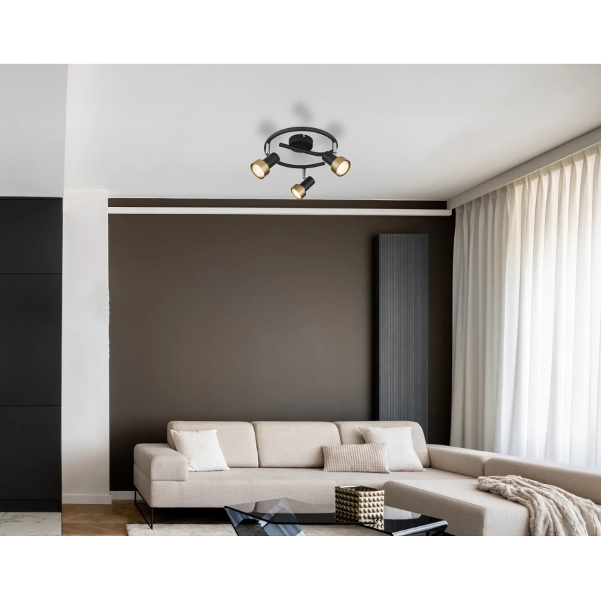 Globo - Starmetis  3xGU10/25W/230V melna/zelta