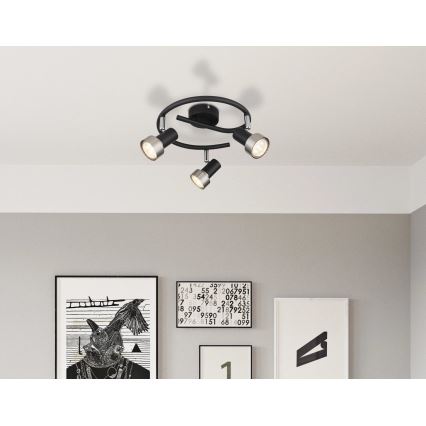 Globo - Starmetis  3xGU10/25W/230V melna/sudraba