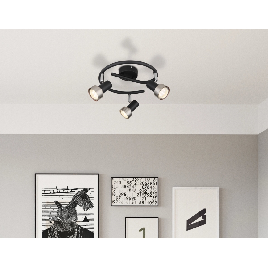 Globo - Starmetis  3xGU10/25W/230V melna/sudraba