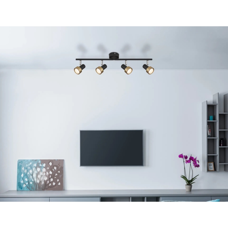 Globo - Starmetis  4xGU10/25W/230V melna/zelta