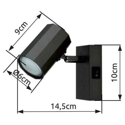 Globo - Sienas starmetis 1xGU10/25W/230V melna