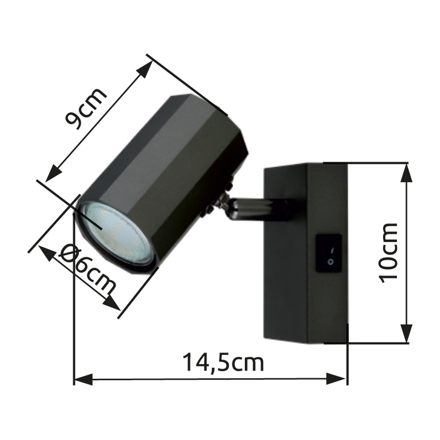 Globo - Sienas starmetis 1xGU10/25W/230V melna