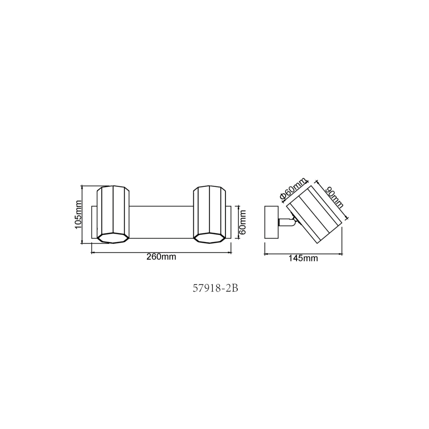 Globo - Starmetis 2xGU10/25W/230V melna