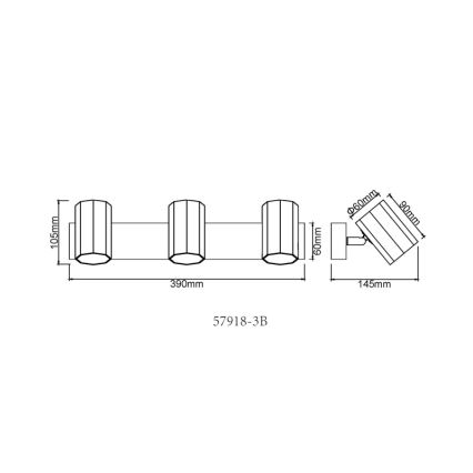 Globo - Starmetis 3xGU10/25W/230V melna