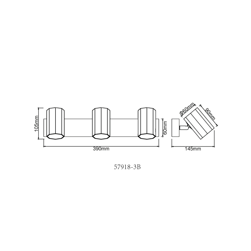 Globo - Starmetis 3xGU10/25W/230V melna