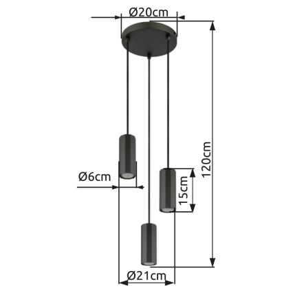 Globo - Lustra ar auklu 3xGU10/25W/230V melna