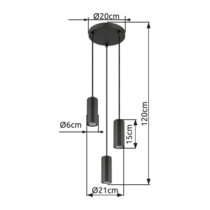 Globo - Lustra ar auklu 3xGU10/25W/230V melna