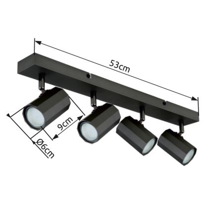 Globo - Starmetis 4xGU10/25W/230V melna
