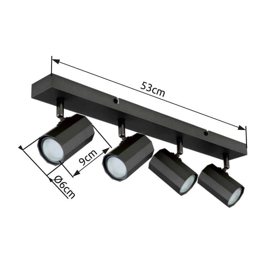 Globo - Starmetis 4xGU10/25W/230V melna