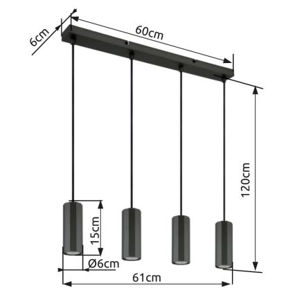 Globo - Lustra ar auklu 4xGU10/25W/230V melna
