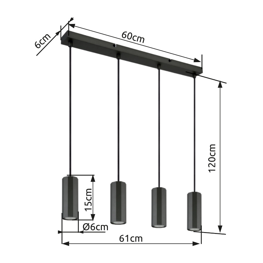 Globo - Lustra ar auklu 4xGU10/25W/230V melna