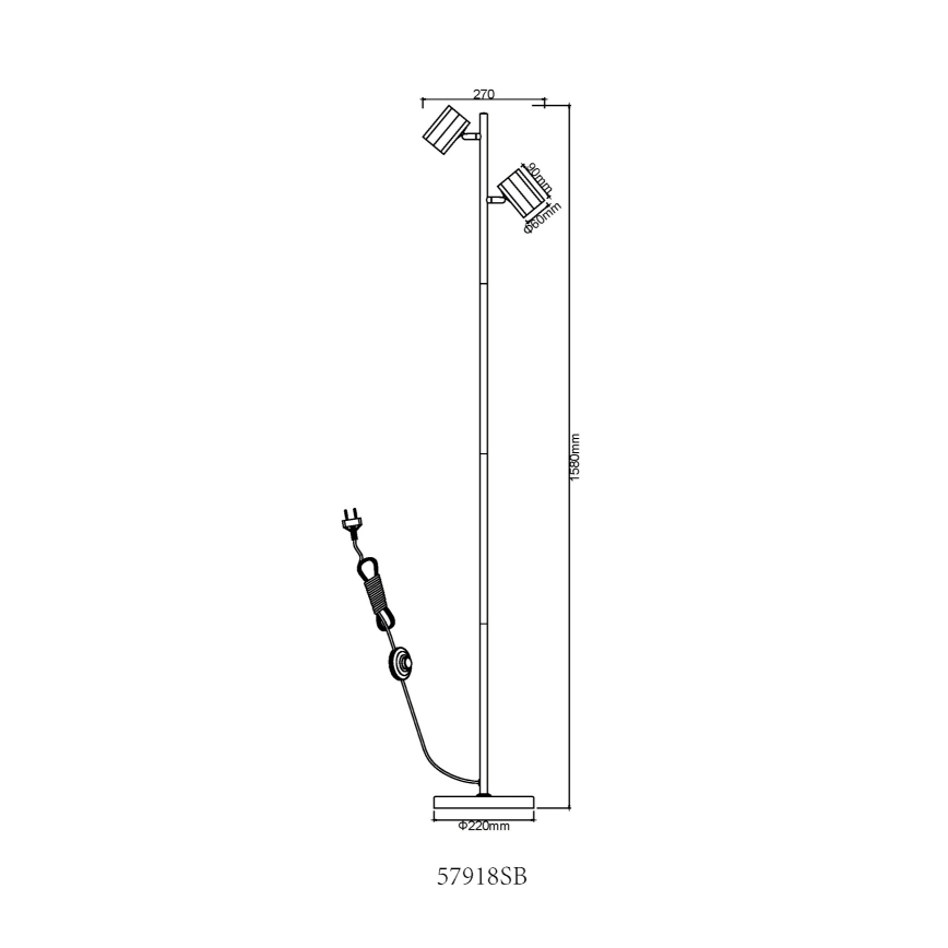 Globo - Grīdas stāvlampa 2xGU10/5W/230V melna
