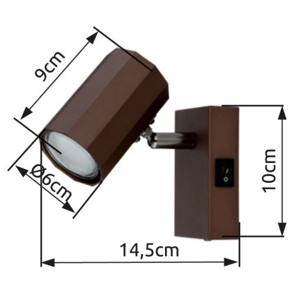 Globo - Sienas starmetis 1xGU10/25W/230V brūna