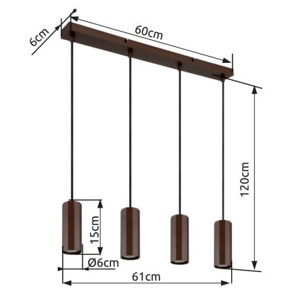 Globo - Lustra ar auklu 4xGU10/25W/230V brūna