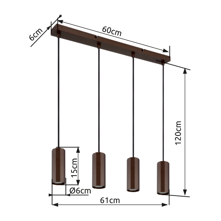 Globo - Lustra ar auklu 4xGU10/25W/230V brūna