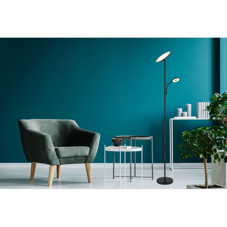 Globo - LED regulējama stāvlampa LED/20W/230V+ LED/5W 3000/4000/6500K melna