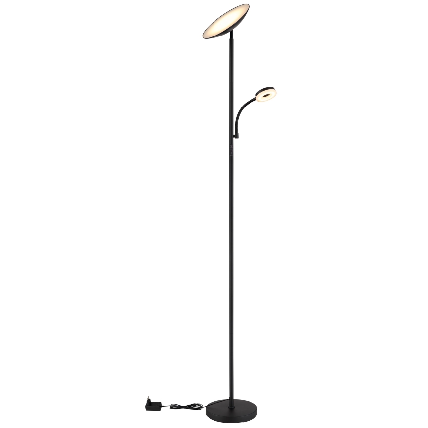 Globo - LED regulējama stāvlampa LED/20W/230V+ LED/5W 3000/4000/6500K melna