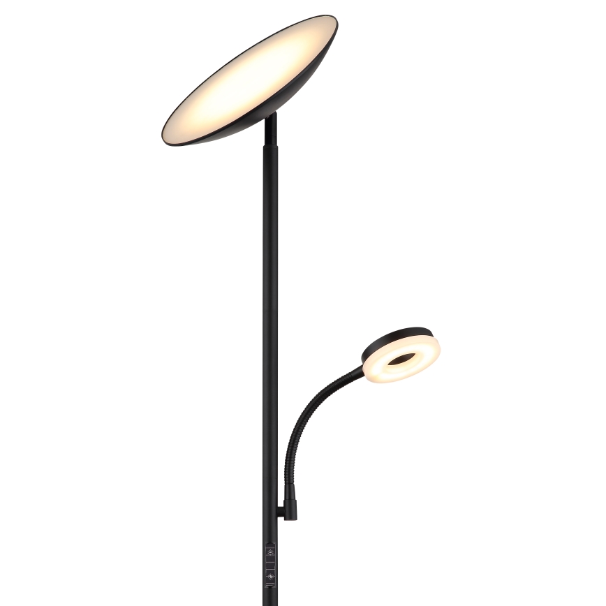 Globo - LED regulējama stāvlampa LED/20W/230V+ LED/5W 3000/4000/6500K melna