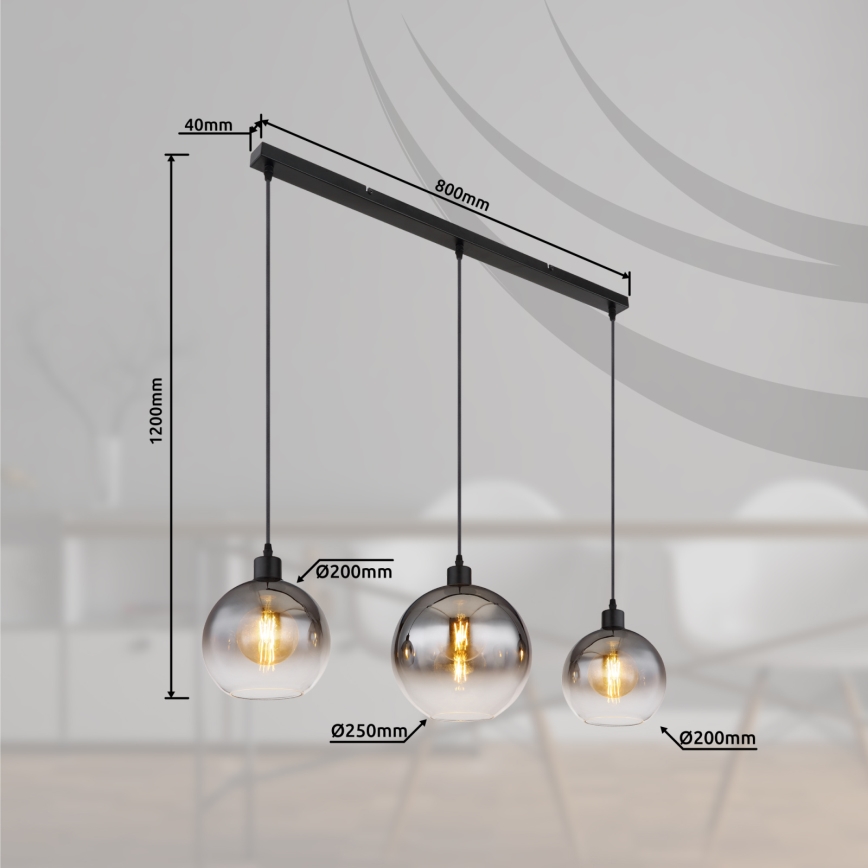 Globo - Griestu lampa uz troses 3xE27/60W/230V
