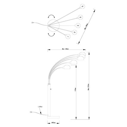 Globo - Grīdas stāvlampa 5xE14/40W/230V melna