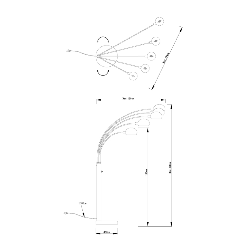 Globo - Grīdas stāvlampa 5xE14/40W/230V melna
