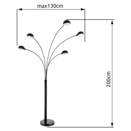 Globo - Grīdas stāvlampa 5xE14/40W/230V melna
