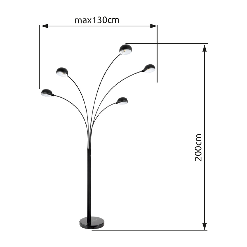 Globo - Grīdas stāvlampa 5xE14/40W/230V melna
