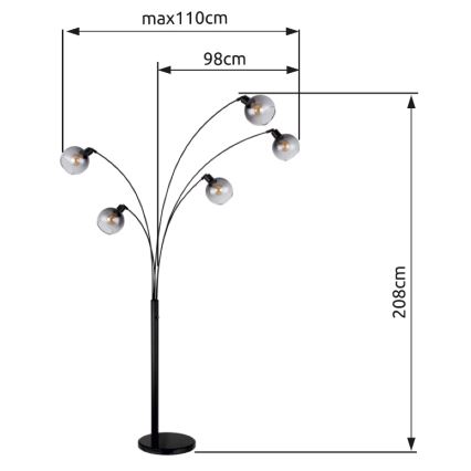 Globo - Grīdas stāvlampa 5xE27/40W/230V dūmakains