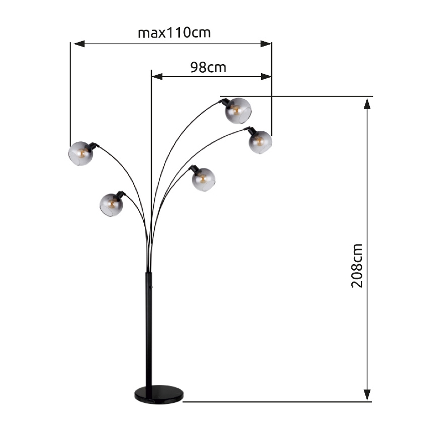 Globo - Grīdas stāvlampa 5xE27/40W/230V dūmakains