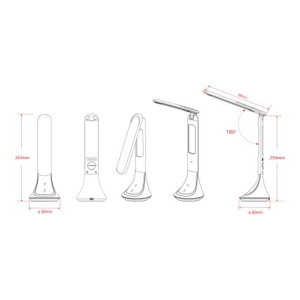 Globo - LED Aptumšojama, lādējama galda lampa ar ekrāns LED/4W/230V 2200 mAh balta