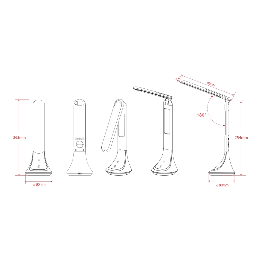 Globo - regulējamā uzlādējamā LED galda lampa ar displeju LED/4W/230V 2200 mAh balta