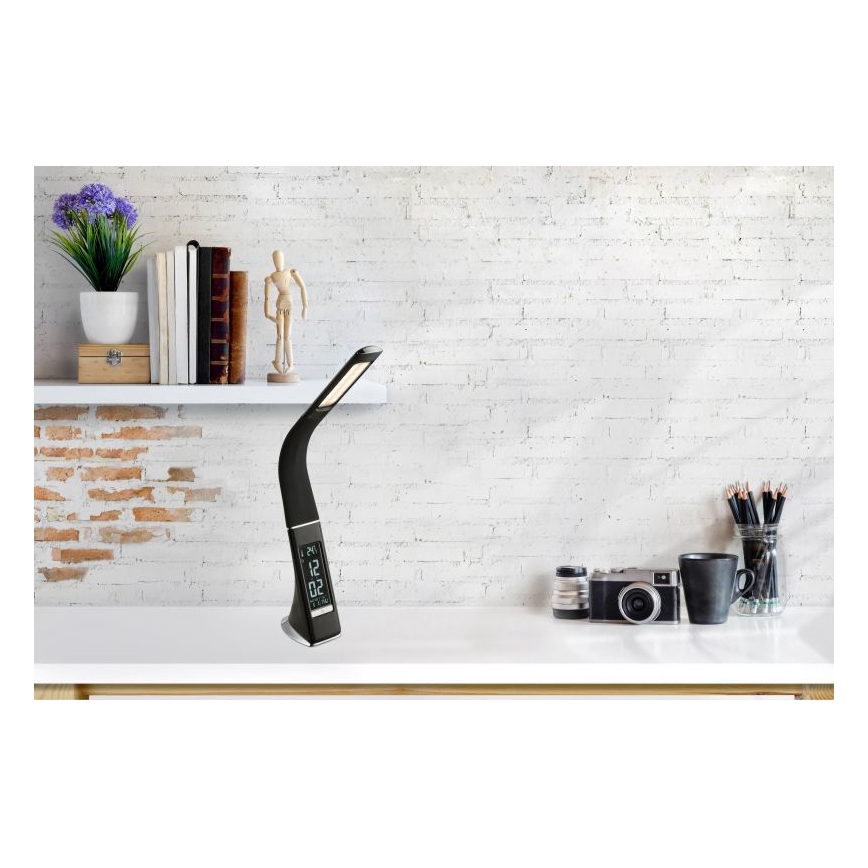 Globo - LED regulējama skārienvadāma galda lampa ar displeju LED/6,5W/230V 3000/4500/5800K melna