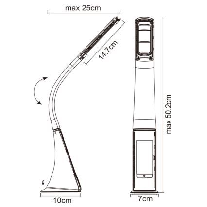 Globo - LED regulējama skārienvadāma galda lampa ar displeju LED/6,5W/230V 3000/4500/5800K melna