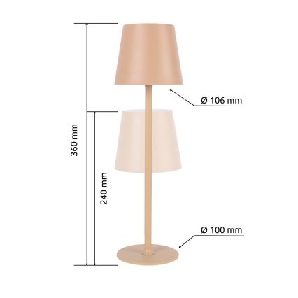 Globo - LED Aptumšojama skārienvadāma āra lampa LED/3W/3,7V IP44 1800 mAh USB bēša