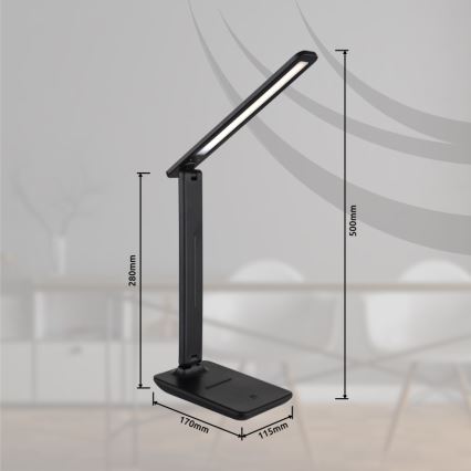 Globo - LED uzlīmes pieskāriena regulējama uzlādes galda lampa LED/5W/5V 2700/4000/6500K 1800 mAh melna