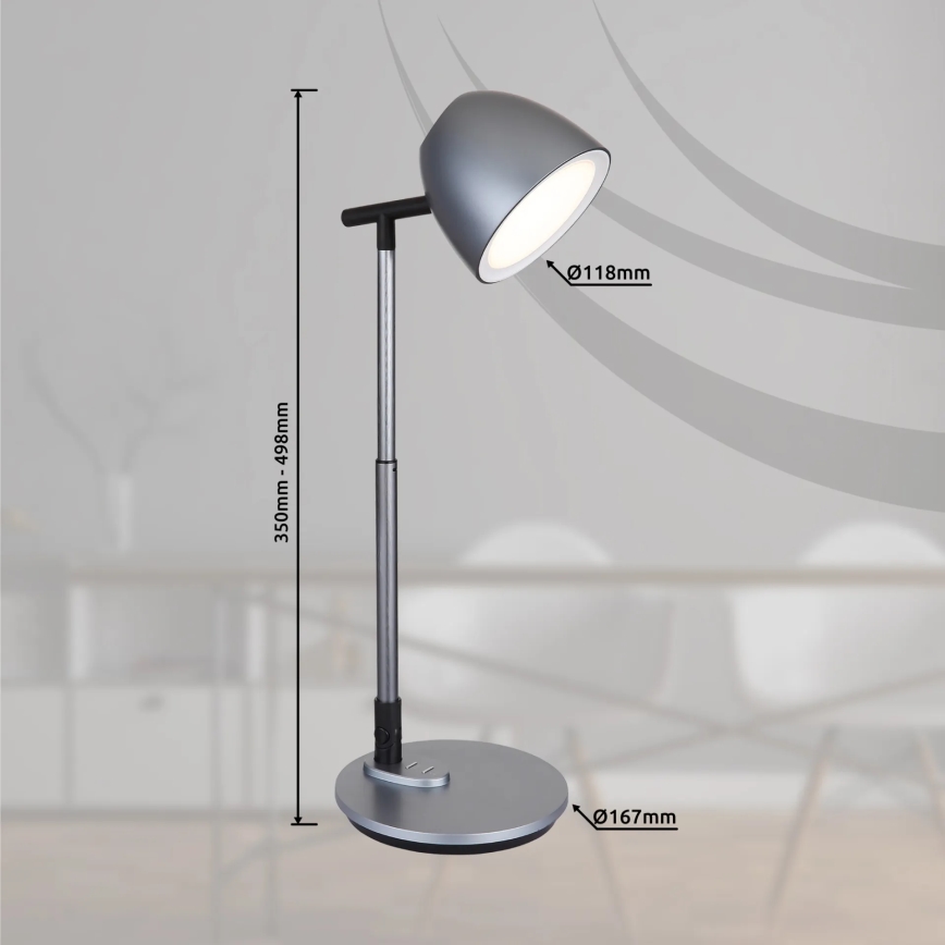 Globo - LED Aptumšojama skārienvadāma galda lampa LED/7,5W/230V 3000K/4000K/6500K pelēka