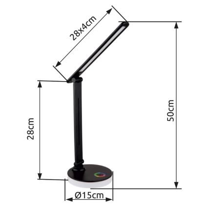 Globo - LED RGBW Aptumšojama skārienvadāma galda lampa LED/5W/230V + LED/2W 2700K/4000K/6500K melna