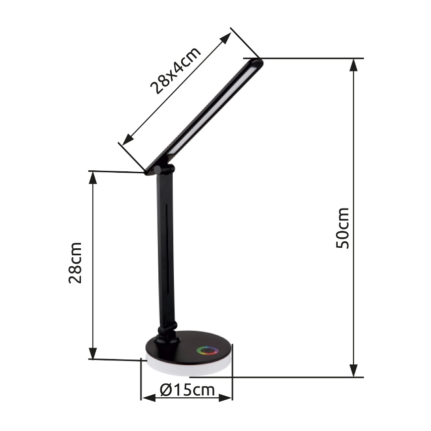 Globo - LED RGBW Aptumšojama skārienvadāma galda lampa LED/5W/230V + LED/2W 2700K/4000K/6500K melna