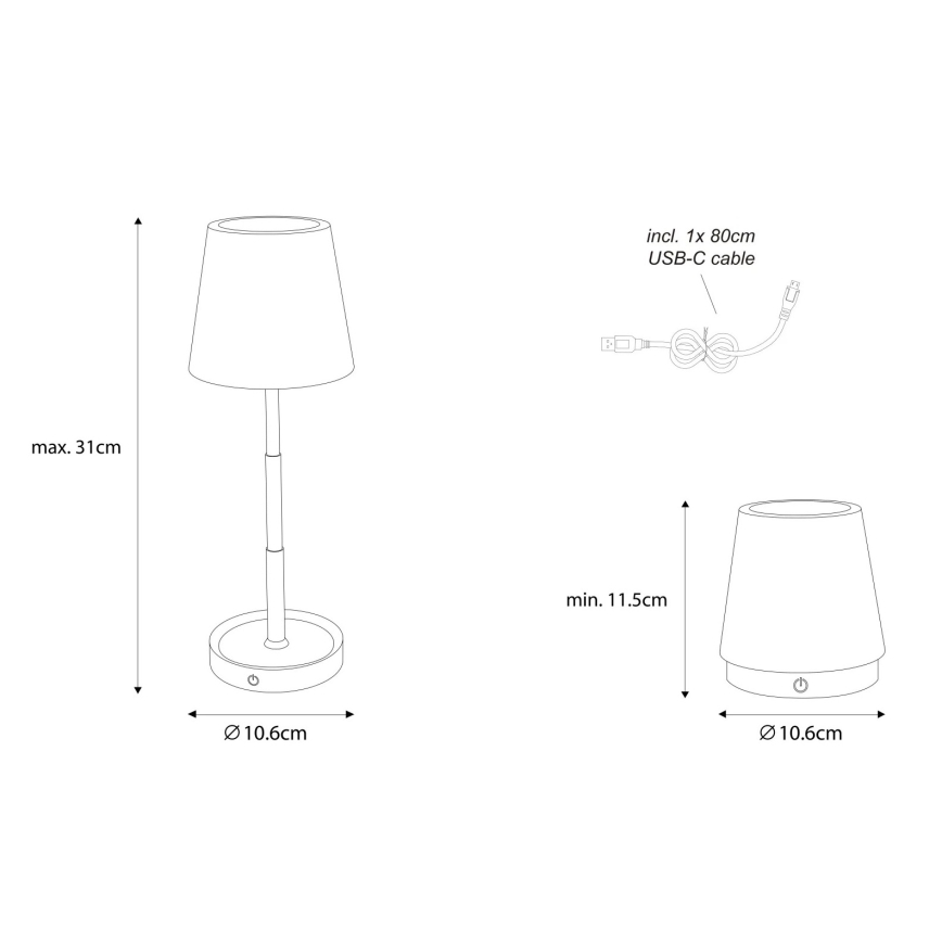 Globo - LED ar pieskārienu regulējama uzlādējama galda lampa LED/1,2W/3V 1200 mAh