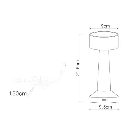 Globo - LED Aptumšojama skārienvadāma galda lampa LED/1W/3,7V 2700K/4000K/6500K 800 mAh USB zelta