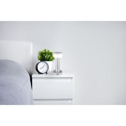 Globo - LED Aptumšojama skārienvadāma galda lampa LED/1W/3,7V 2700K/4000K/6500K 800 mAh USB matēts hroms