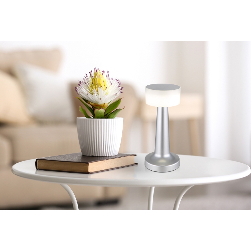 Globo - LED Aptumšojama skārienvadāma galda lampa LED/1W/3,7V 2700K/4000K/6500K 800 mAh USB matēts hroms